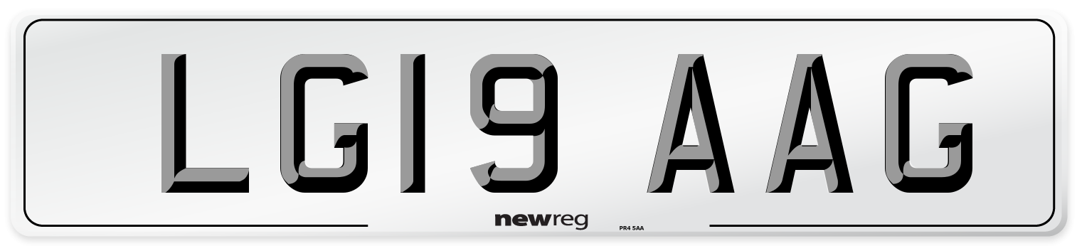 LG19 AAG Number Plate from New Reg